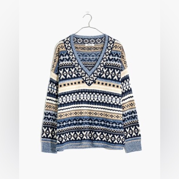 Madewell Forrest Fair Isle V-Neck Sweater - Picture 4 of 10